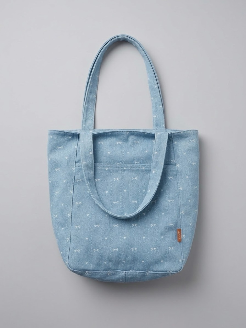 Light Blue Canvas Tote with Subtle White Print